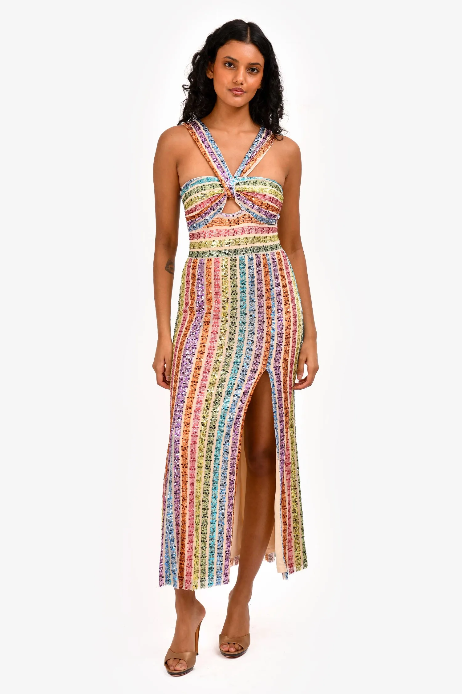Robe maxi 'Eli' multicolore à paillettes Saylor Taille XS