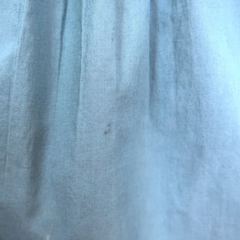 SEA Adrienne Blouse à boutons en coton bleu vert taille moyenne avec broderies