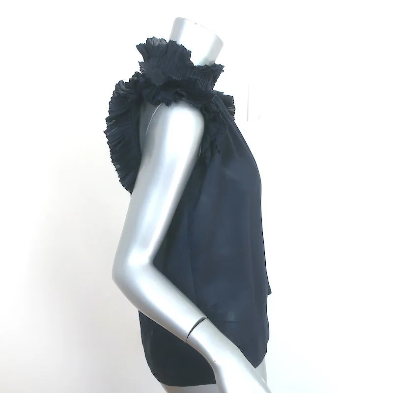 Haut à manches flottantes SEA en ramie marine Taille 6 Blouse à col haut