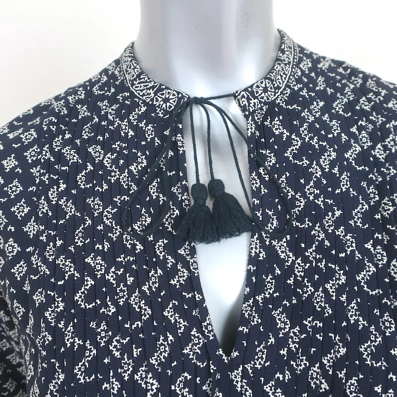 Haut à pompons SEA en crêpe de soie imprimé marine Taille 0 Blouse à manches longues