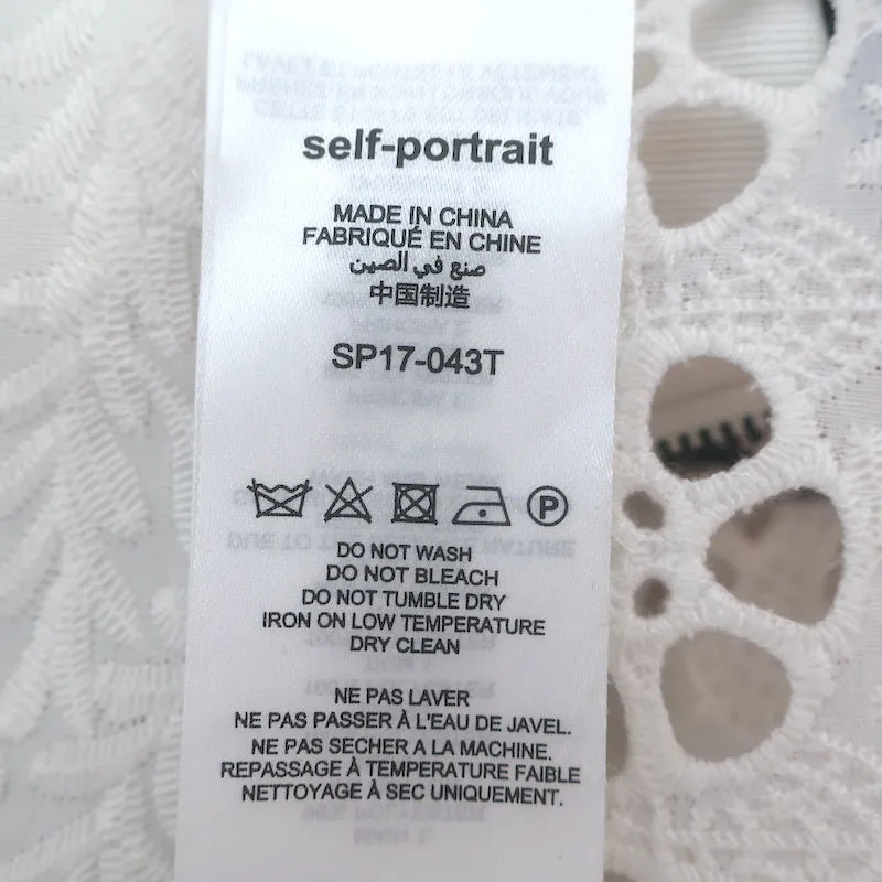Autoportrait Broderie Anglaise Haut à Une Épaule avec Volants Blanc Taille US 6