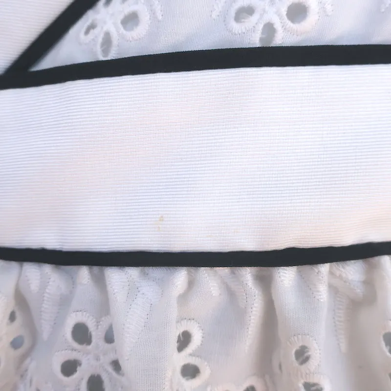 Autoportrait Broderie Anglaise Haut à Une Épaule avec Volants Blanc Taille US 6