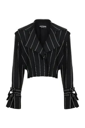 Shoulder Pad Pintucked Crop Jacket