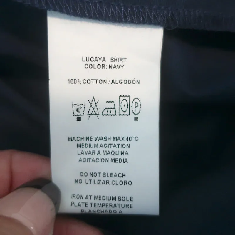 Silvia Tcherassi Lucaya Blouse à Manches Ballon Bleu Marine en Coton Taille L NEUVE