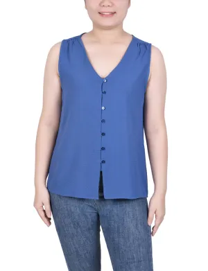 Sleeveless Button Front Blouse