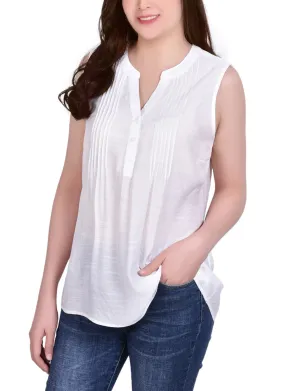 Sleeveless Pintucked Blouse