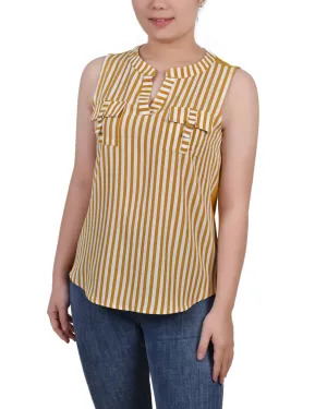 Sleeveless Y Neck Combo Blouse
