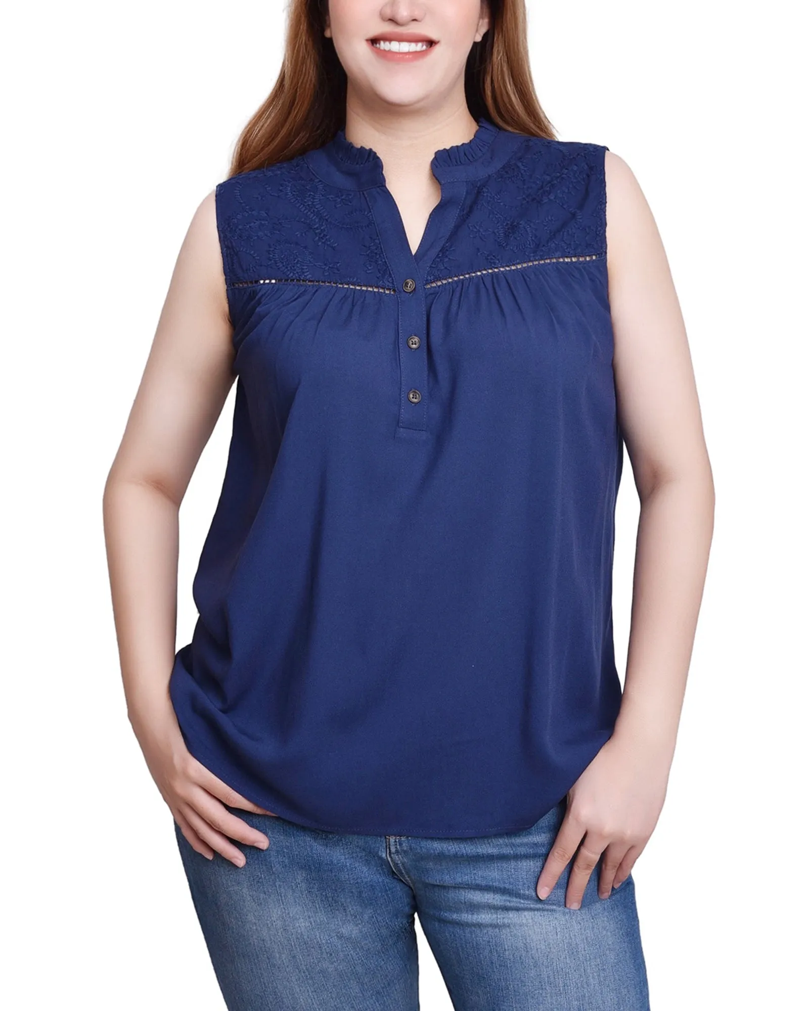 Blouse sans manches à empiècement