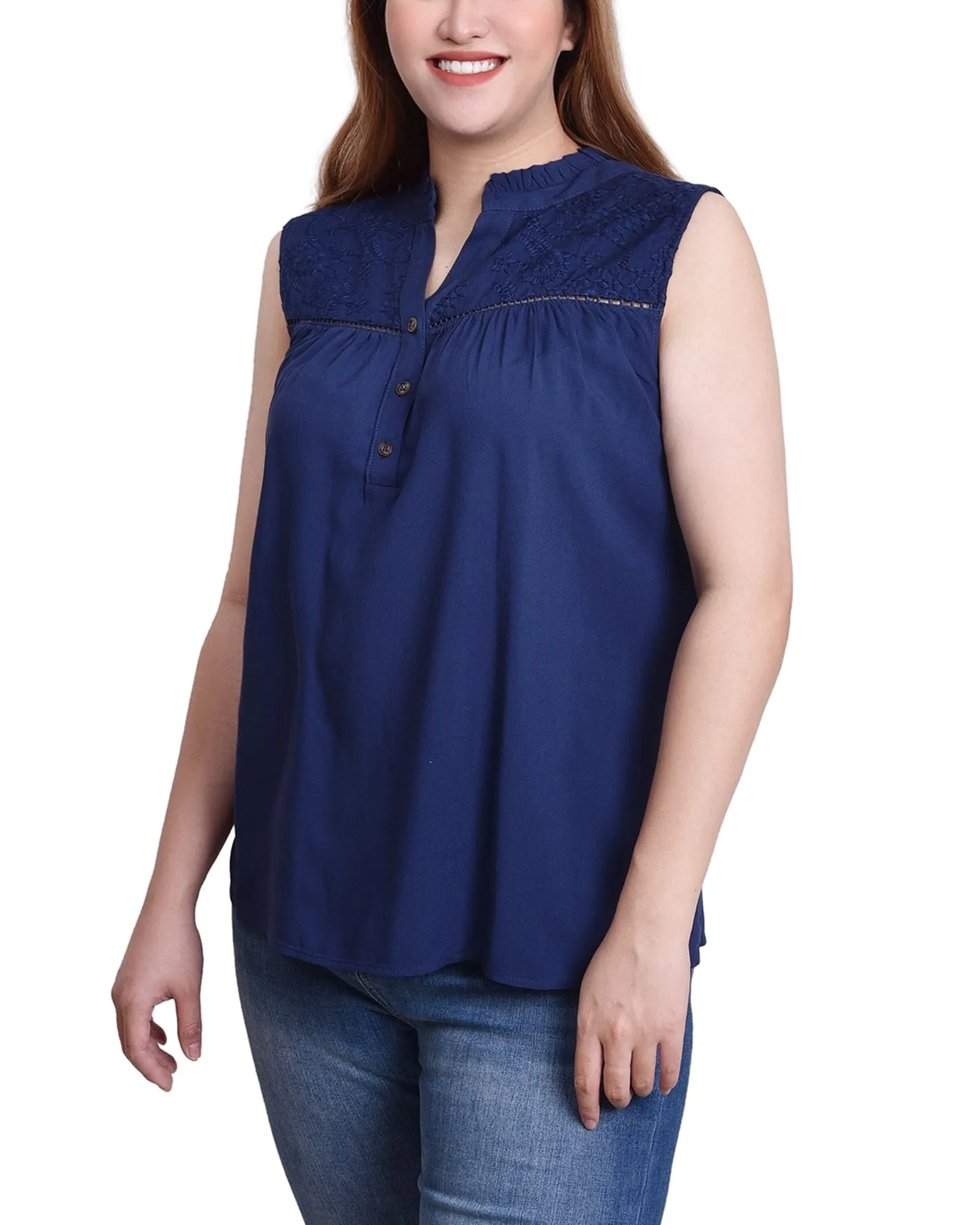 Blouse sans manches à empiècement