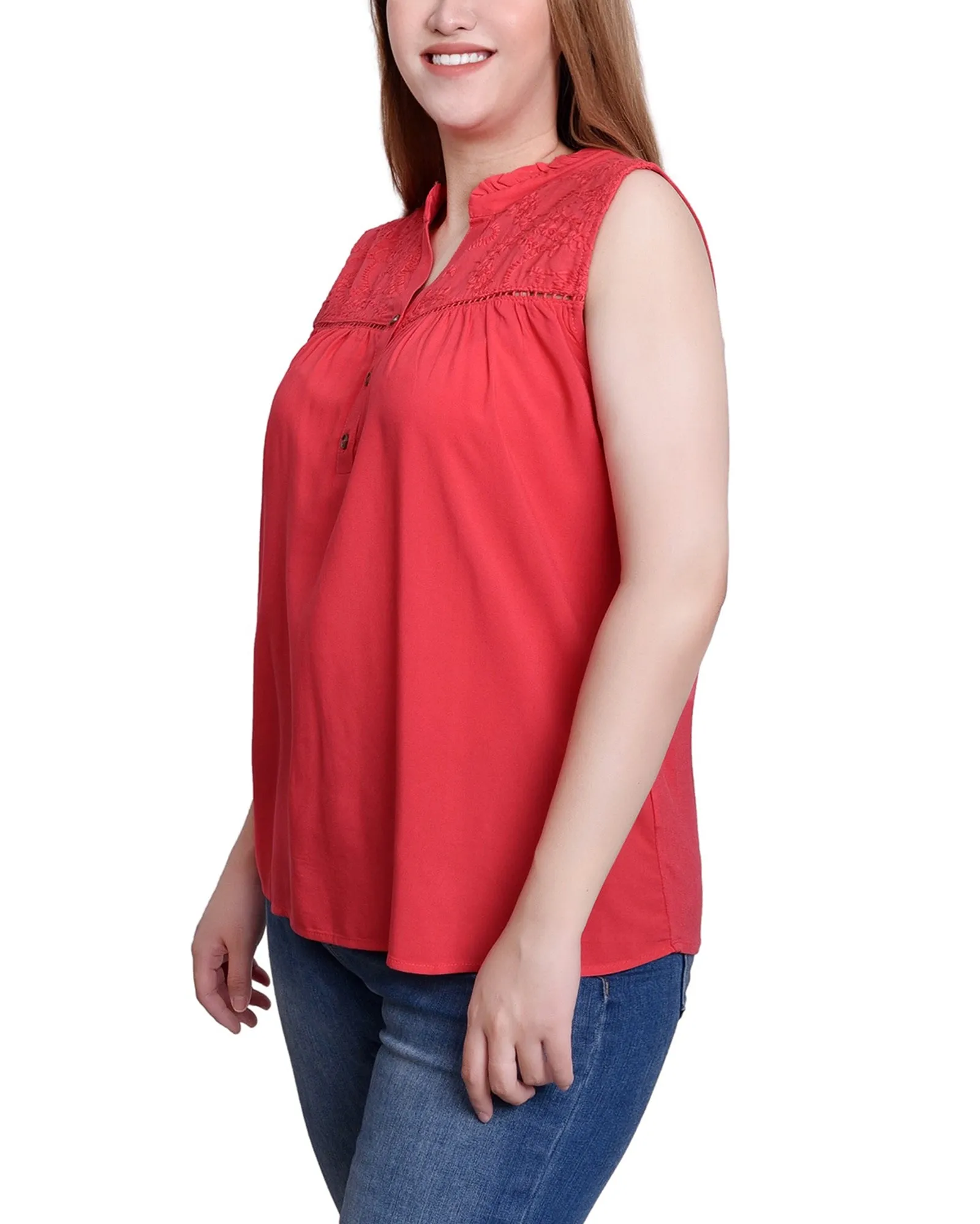 Blouse sans manches à empiècement