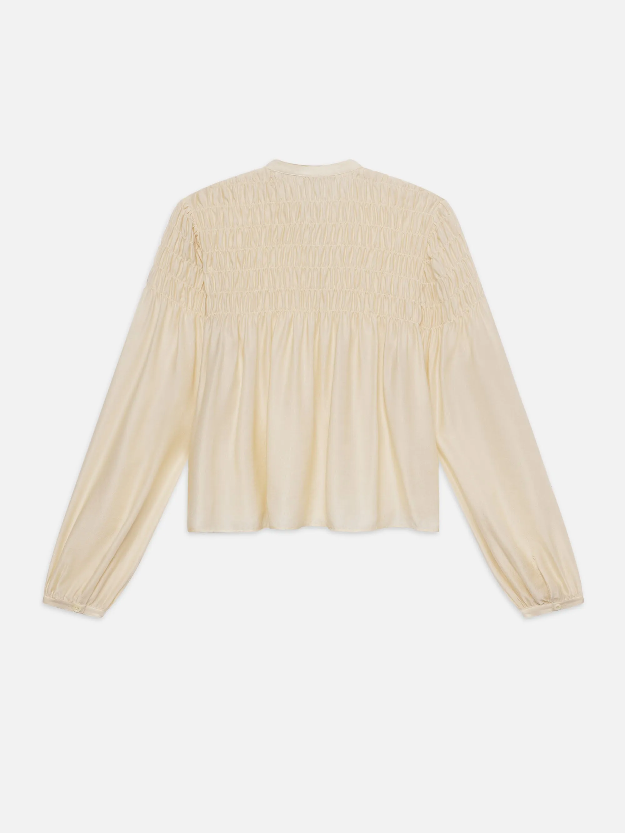 Blouse sans col smockée -- Champagne