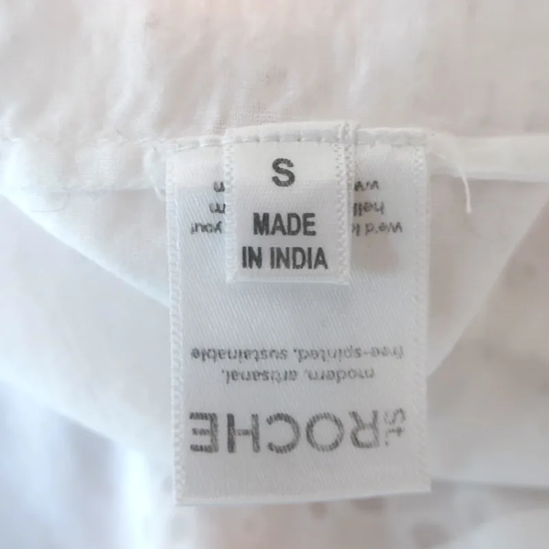 Débardeur blanc en coton Saint Roche à bretelles froncées et broderie œillet taille S