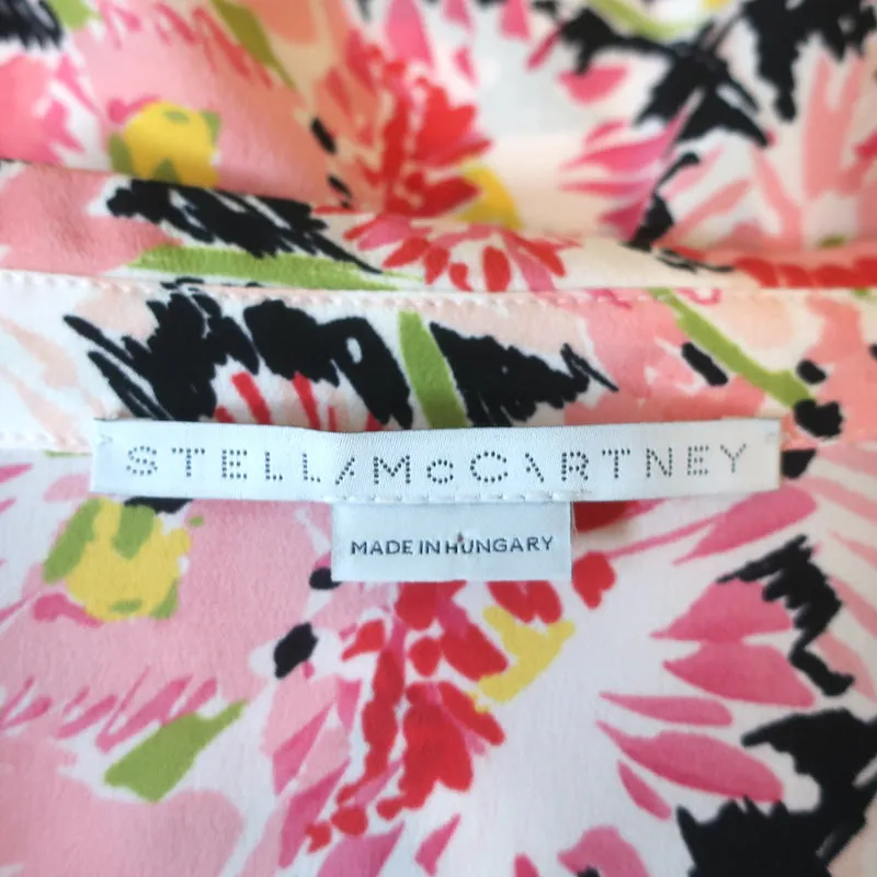 Stella McCartney Blouse Reese Imprimé floral aquarelle rose Taille 40 en soie