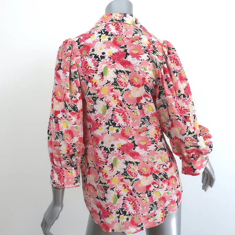 Stella McCartney Blouse Reese Imprimé floral aquarelle rose Taille 40 en soie