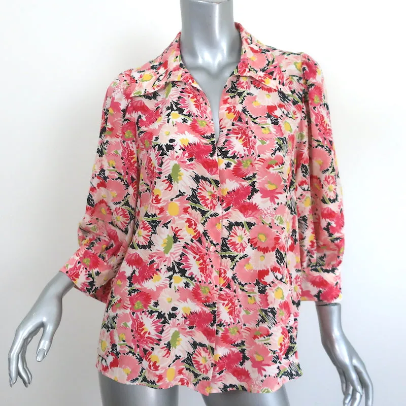 Stella McCartney Blouse Reese Imprimé floral aquarelle rose Taille 40 en soie