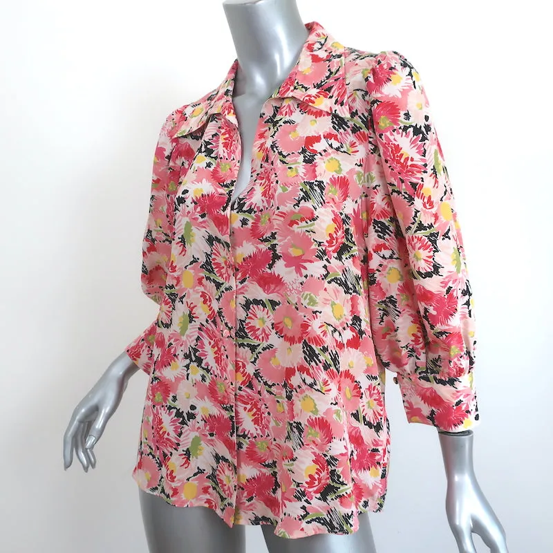 Stella McCartney Blouse Reese Imprimé floral aquarelle rose Taille 40 en soie
