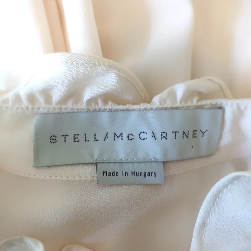 Stella McCartney Blouse à Volants en Soie Bordée de Dentelle Ivoire Taille 42 Haut à Manches Longues