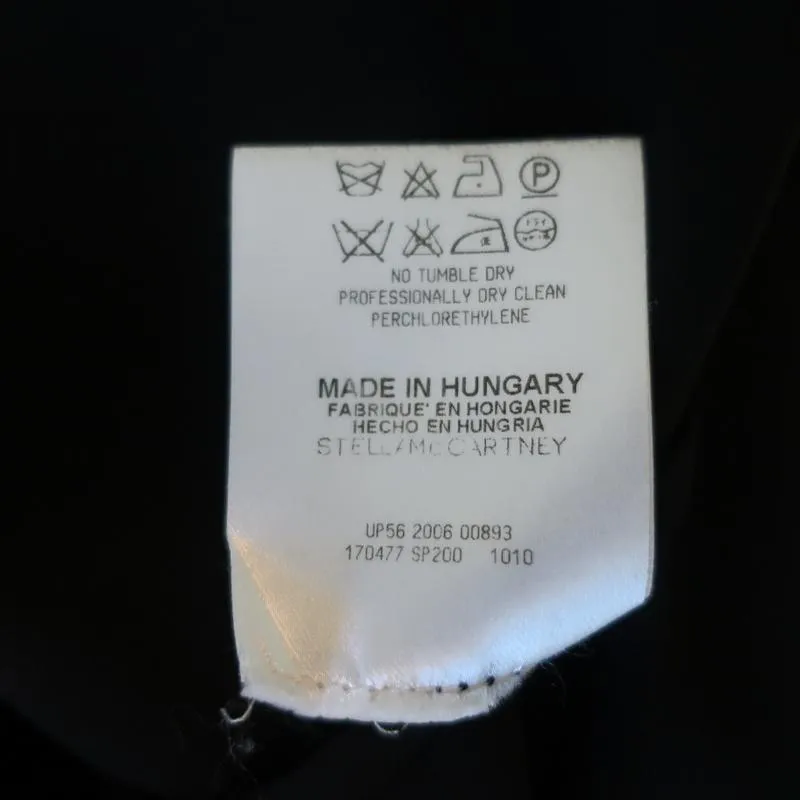 Stella McCartney Tunique à Noeud Noir en Soie Drapée Taille 42 Blouse à Manches Longues