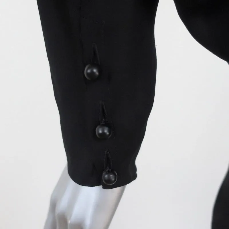 Stella McCartney Tunique à Noeud Noir en Soie Drapée Taille 42 Blouse à Manches Longues