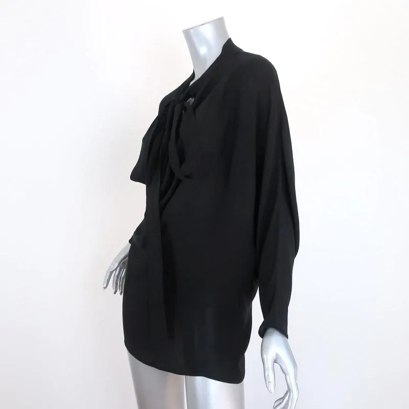Stella McCartney Tunique à Noeud Noir en Soie Drapée Taille 42 Blouse à Manches Longues