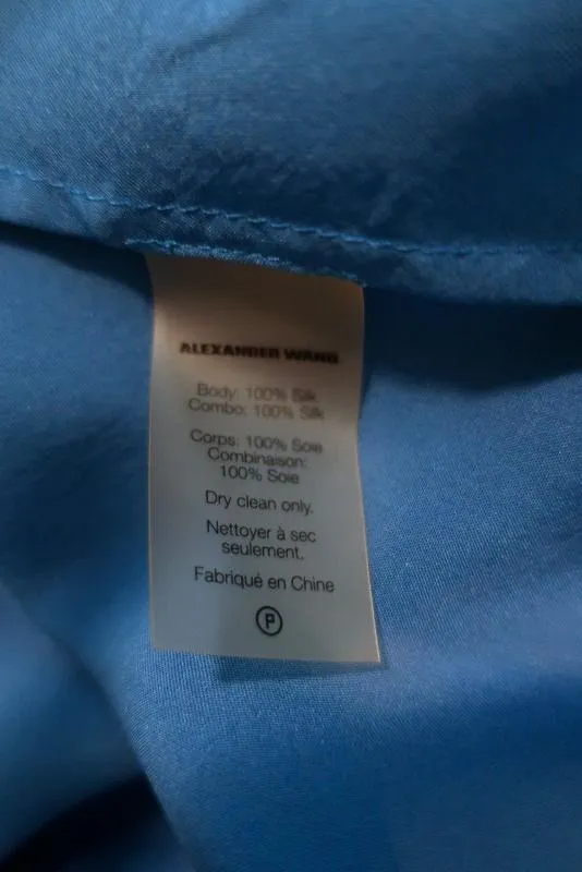 Débardeur T par Alexander Wang en soie et mousseline à panneaux bleus taille moyenne