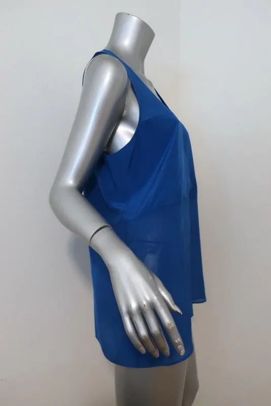 Débardeur T par Alexander Wang en soie et mousseline à panneaux bleus taille moyenne