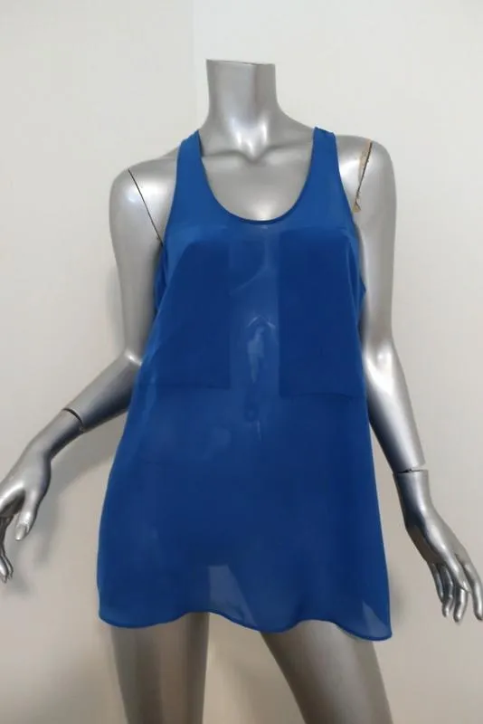 Débardeur T par Alexander Wang en soie et mousseline à panneaux bleus taille moyenne