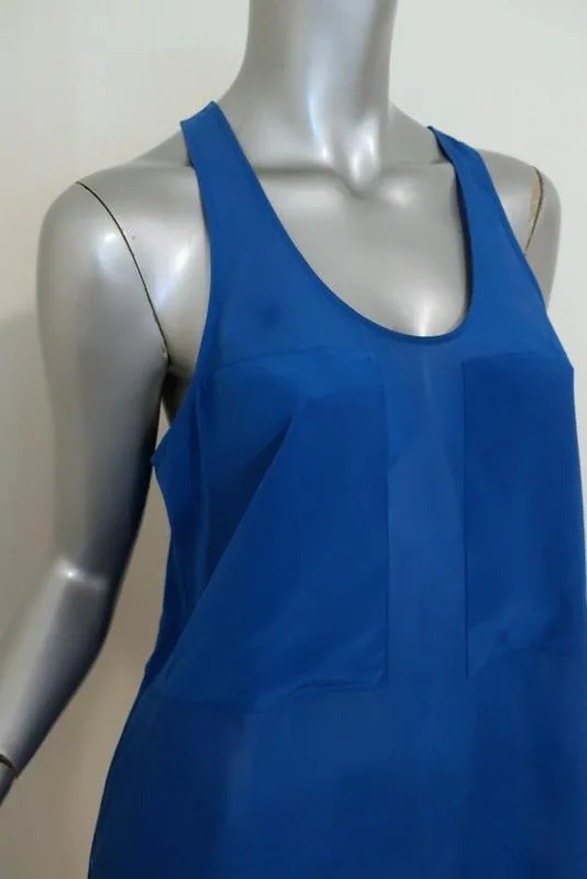 Débardeur T par Alexander Wang en soie et mousseline à panneaux bleus taille moyenne