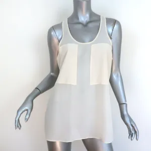 T by Alexander Wang Tank Top Ivory Paneled Silk & Chiffon Size Medium