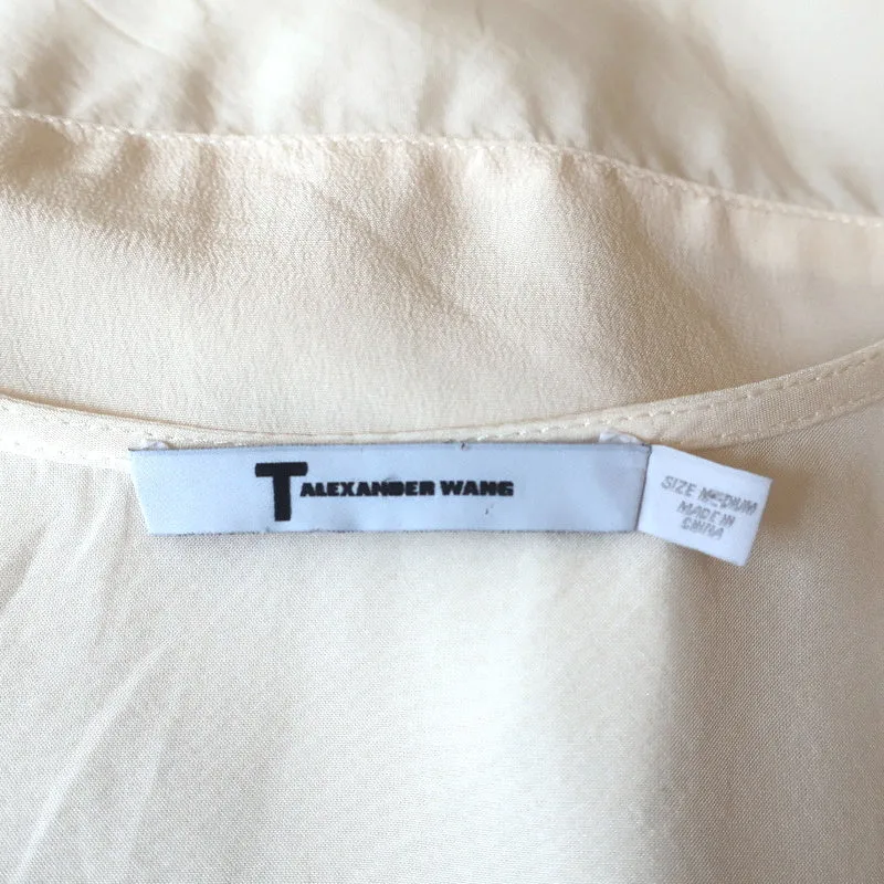 Débardeur T par Alexander Wang en soie et mousseline à panneaux ivoire Taille M