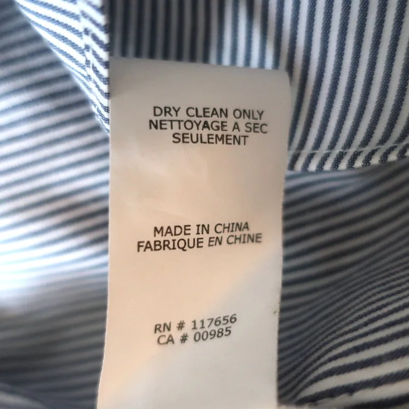 Thakoon Addition Haut à Surpiqûres en Dentelle Rayé Bleu en Coton Taille 4 Blouse à Manches Courtes