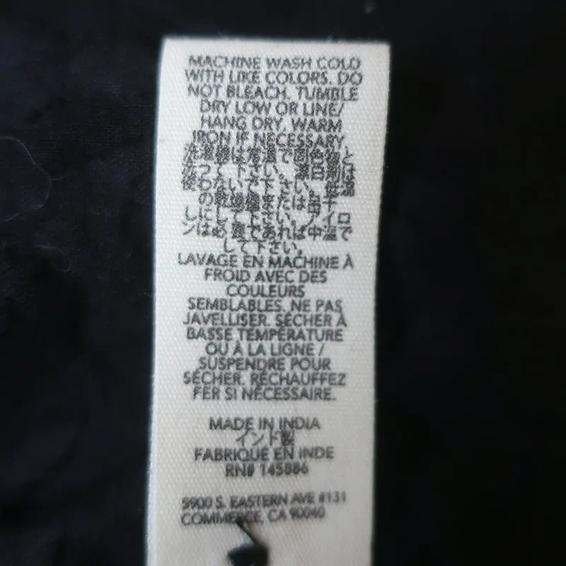 LE SUPERBE Chemisier Noir en Voile de Coton Burnout Taille 0 à Manches Courtes