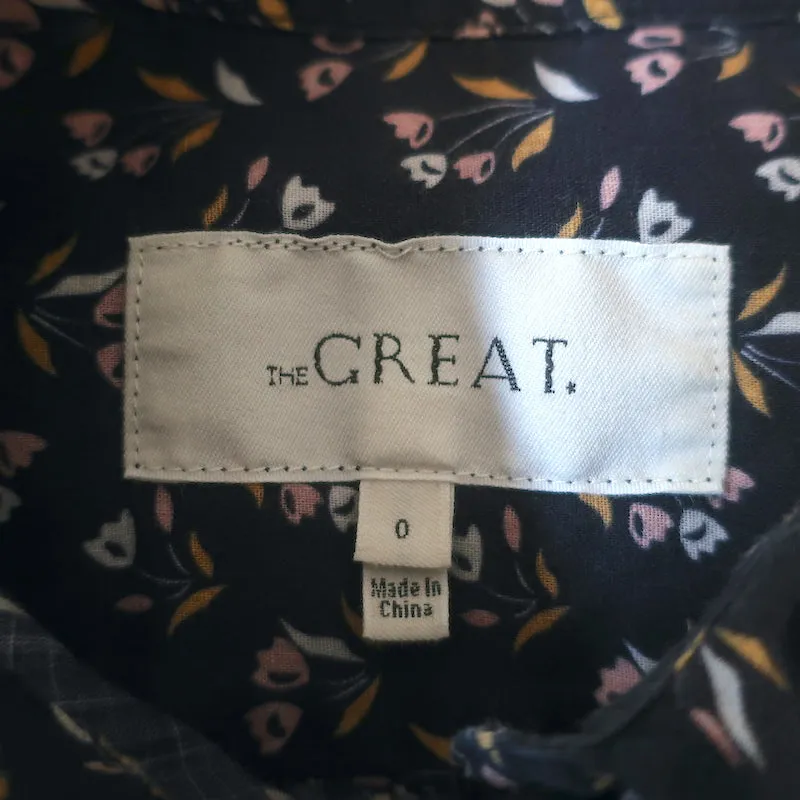 LE SUPERBE Haut à boutons Imprimé floral charbonné en coton festonné Taille 0