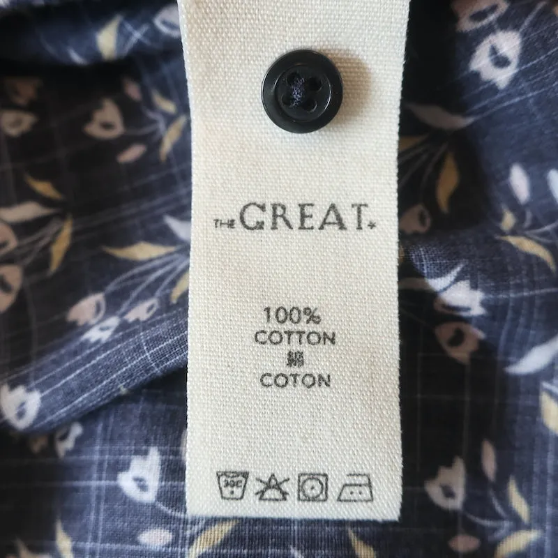 LE SUPERBE Haut à boutons Imprimé floral charbonné en coton festonné Taille 0