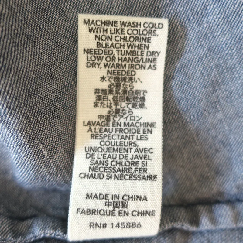 LE SUPERBE Haut à manches bouffantes en denim bleu taille 0 en coton