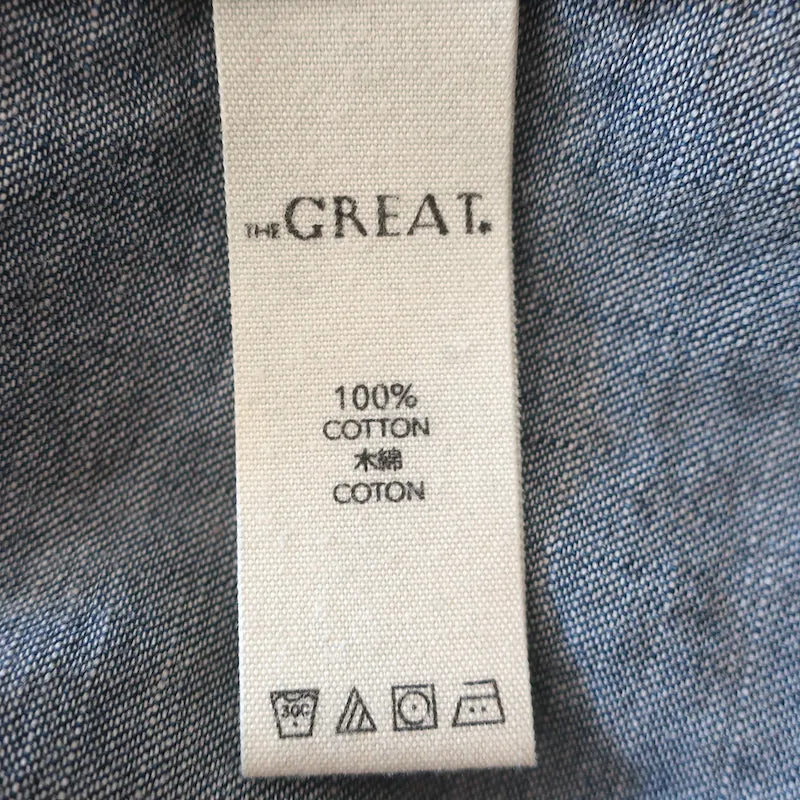 LE SUPERBE Haut à manches bouffantes en denim bleu taille 0 en coton
