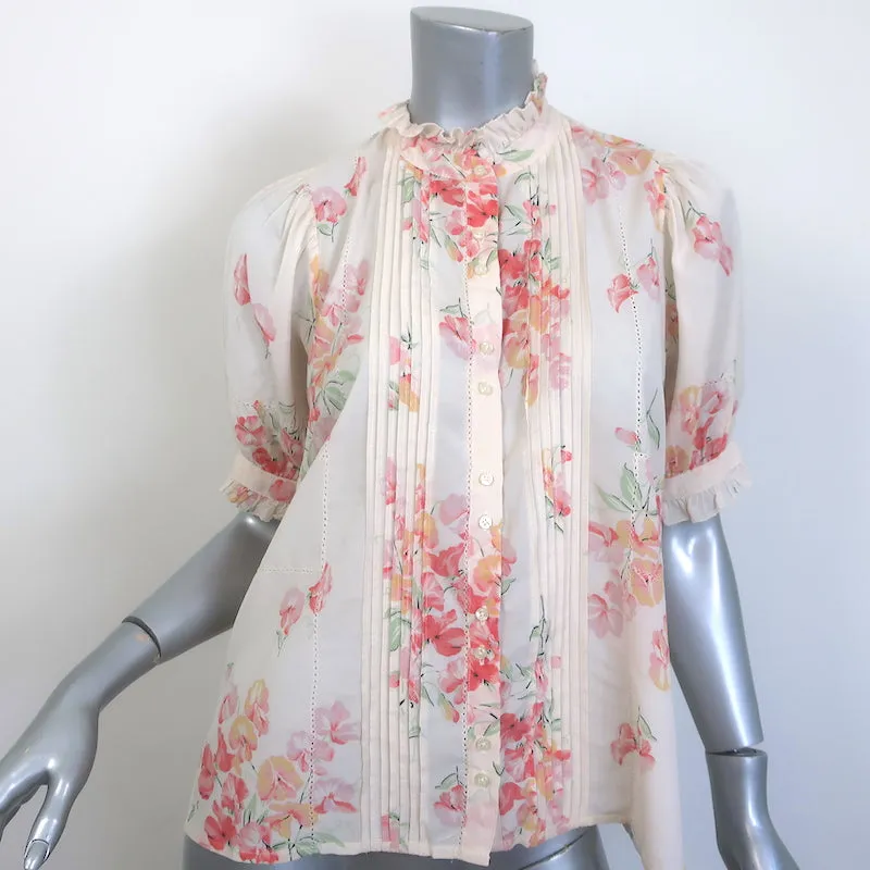 La Grande Blouse à Imprimé Floral The Fiddle Top Hillside Taille 0 avec Boutonnage Devant