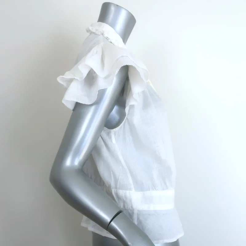 LA MAGNIFIQUE Blouse en Coton Blanc à Volants Gardenia Taille 3 à Boutons