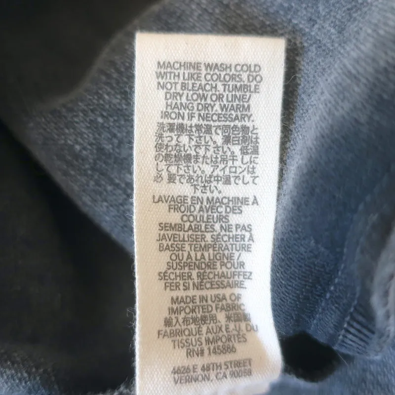LA GRANDE Chemise Western à Bouton-Pression Gris Coton Taille 1 Haut à Manches Longues