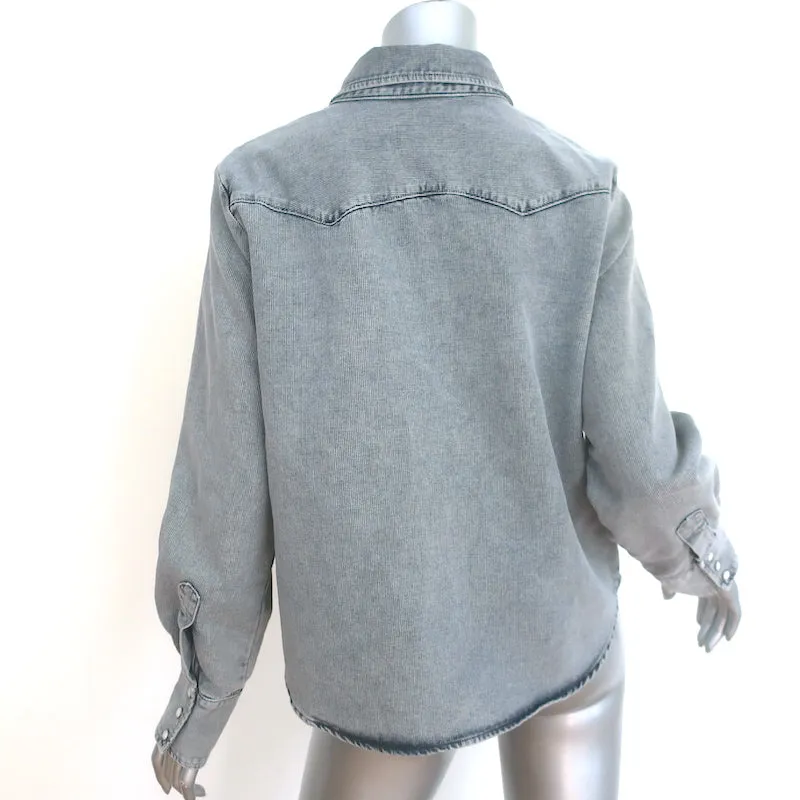 LA GRANDE Chemise Western à Bouton-Pression Gris Coton Taille 1 Haut à Manches Longues