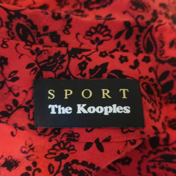 The Kooples Sport Wrap Top Imprimé Paisley Rouge Taille 2 Blouse à Manches Courtes