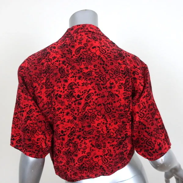 The Kooples Sport Wrap Top Imprimé Paisley Rouge Taille 2 Blouse à Manches Courtes
