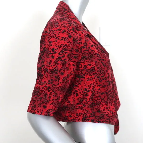 The Kooples Sport Wrap Top Imprimé Paisley Rouge Taille 2 Blouse à Manches Courtes