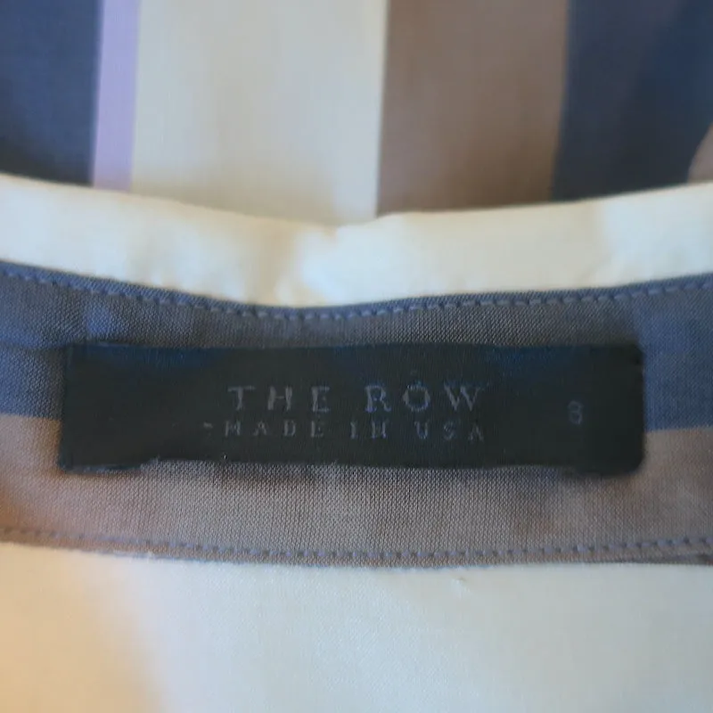 La Chemise à Rayures Jorty Marron/Crème en Soie Taille 8 Blouse à Manches Longues