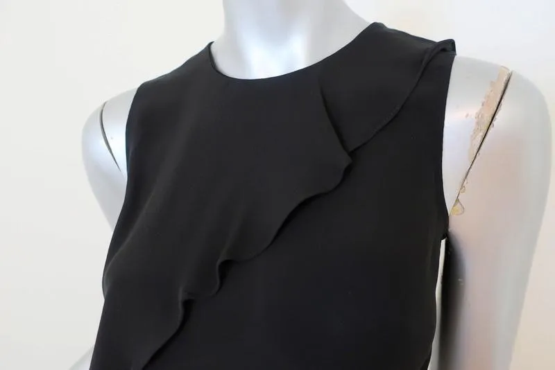 Blouse Theory Charelle Noir Soie Taille Petite Sans Manches Top Cascade