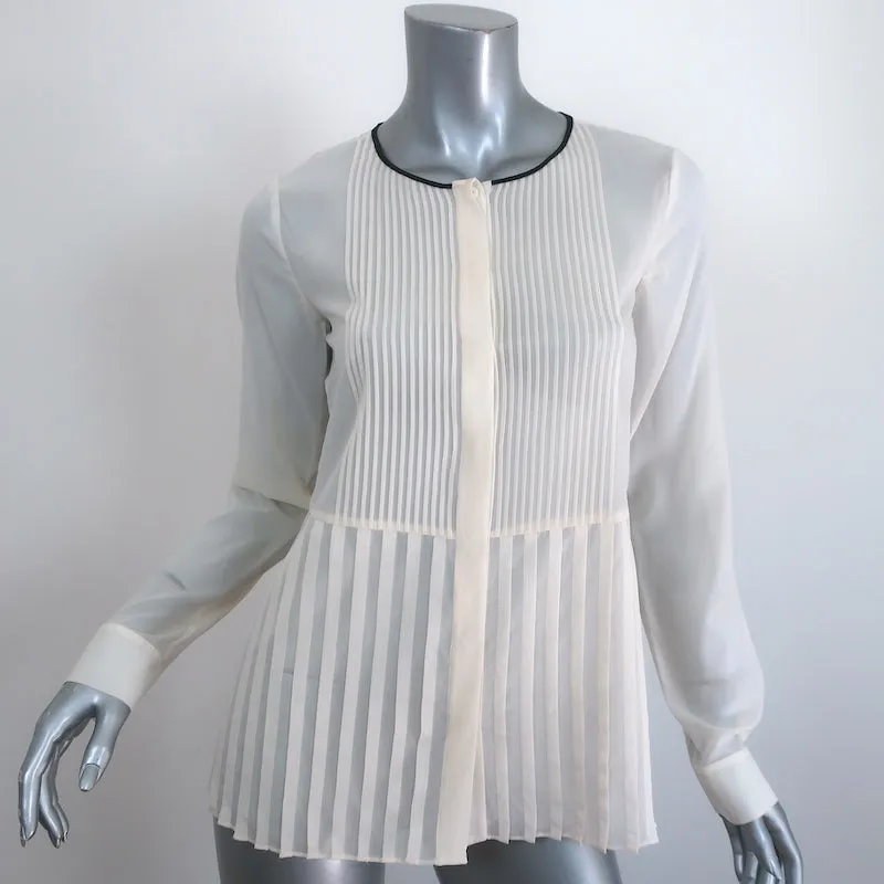 Blouse Theory Zirana Crêpe plissé extensible en crêpe de chiffon Taille Petite Haut à manches longues