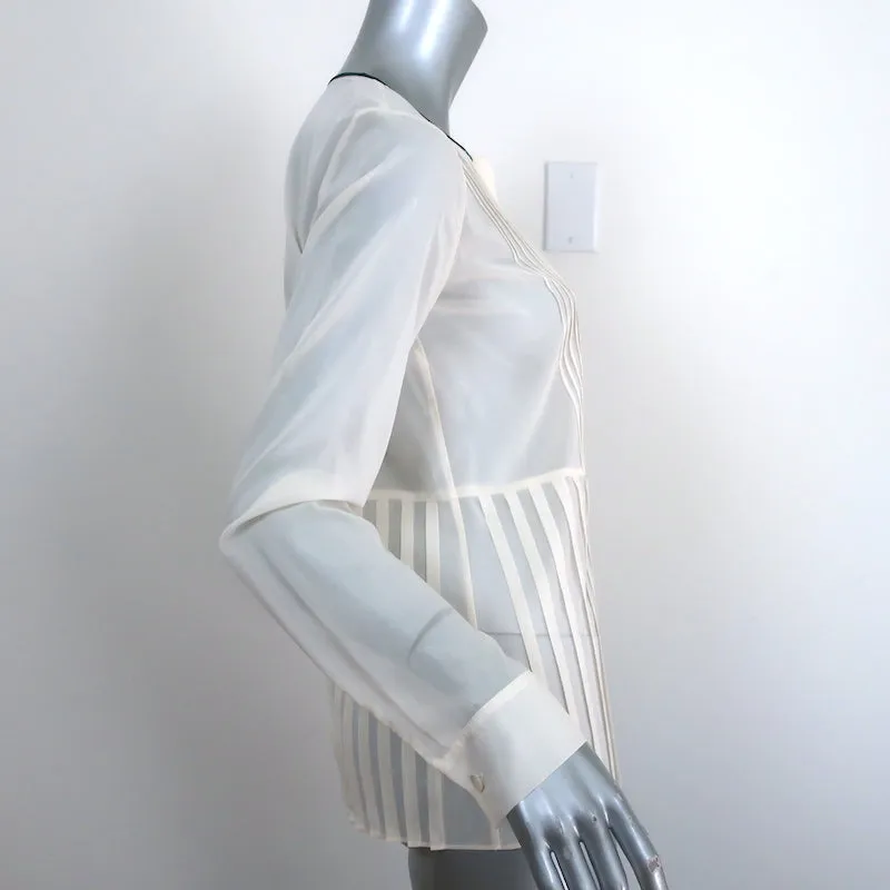 Blouse Theory Zirana Crêpe plissé extensible en crêpe de chiffon Taille Petite Haut à manches longues