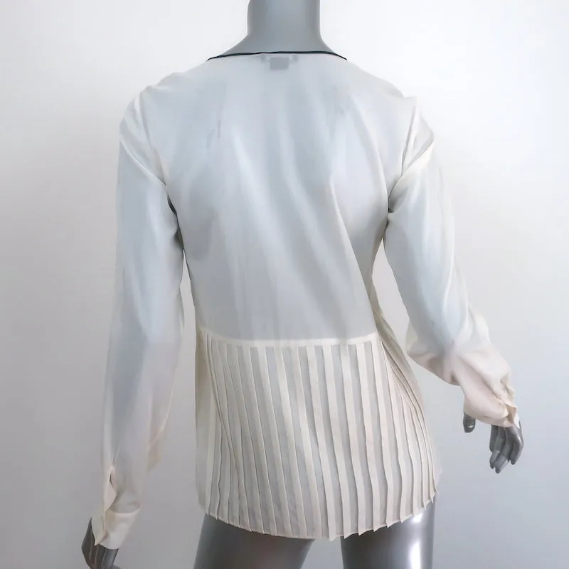 Blouse Theory Zirana Crêpe plissé extensible en crêpe de chiffon Taille Petite Haut à manches longues