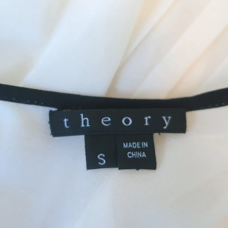 Blouse Theory Zirana Crêpe plissé extensible en crêpe de chiffon Taille Petite Haut à manches longues