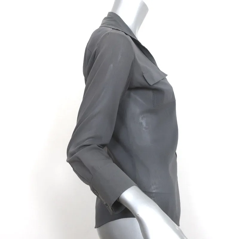 Chemise Theory à boutons Gris en coton extensible Taille Petite Haut à manches 3/4